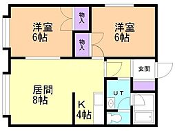サウス621 2LDKの間取図画像