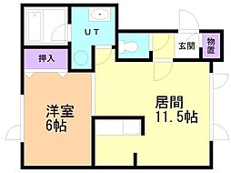 ジュネスB 1LDKの間取図画像