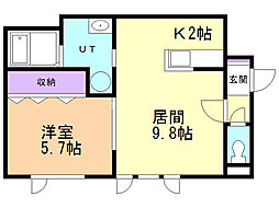 グランピア5-4 1LDKの間取図画像