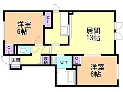 ベルアンジュ 2LDKの間取図画像