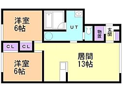 アルト17 2LDKの間取図画像