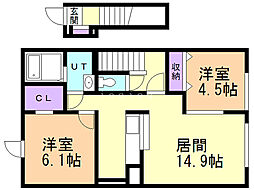 ディアパーク 2LDKの間取図画像