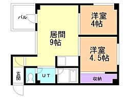旭川2・3ビル 2LDKの間取図画像