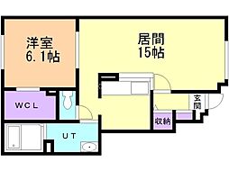 サンリットガーデン壱番館 1LDKの間取図画像