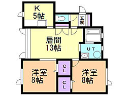 アーラ・マリーヤ 2LDKの間取図画像