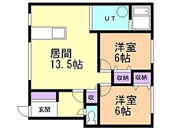 チェリータウン深川 2LDKの間取図画像