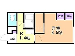 レオパレスプラータ2 1Kの間取図画像