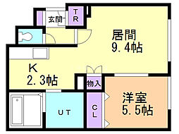 イースエピカA棟 1LDKの間取図画像