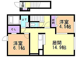 レガーレ1 2LDKの間取図画像