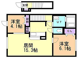 メゾンジャンティーユ 2LDKの間取図画像