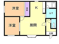 かぎやハイツ 2LDKの間取図画像