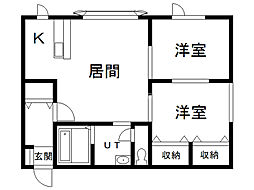 サン・ラポート2 2LDKの間取図画像