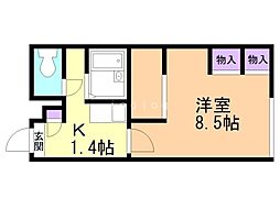 レオパレス芽生ステラ 1Kの間取図画像