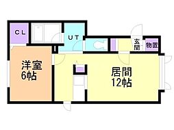 レールデュタン6 1LDKの間取図画像