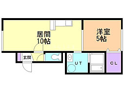 エル9条通B 1LDKの間取図画像