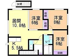 大空ハイツ 3LDKの間取図画像