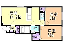 ティエラ 2LDKの間取図画像