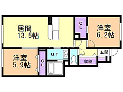 アルバプラシード.B 2LDKの間取図画像