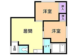 サンコート豊岡B 2DKの間取図画像