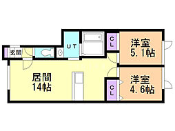 クレア7 2LDKの間取図画像