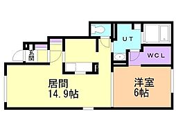 プランドールJ 1LDKの間取図画像