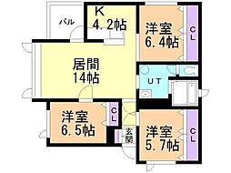 7.4ozeki 3LDKの間取図画像
