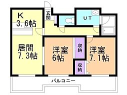 シャンノール神居 2LDKの間取図画像