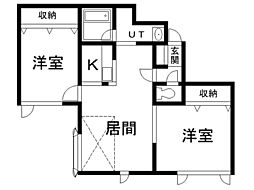 ソレイユ南 2LDKの間取図画像