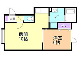 来夢ハイツ川端1 1LDKの間取図画像