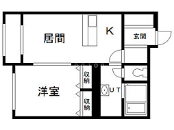 シャンノール医大前 1LDKの間取図画像