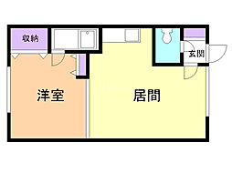 サンセット豊岡 1DKの間取図画像