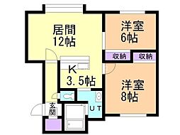 ユーロ 2LDKの間取図画像
