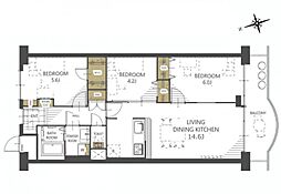 淀川パークハウス3号シダー棟 3LDKの間取図画像