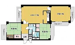 ハイタウン石切F棟 3LDKの間取図画像