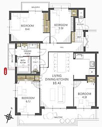 東急ドエル千里藤白台ヴェルデ 4LDKの間取図画像