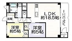 ダイヤシャトー千里 2LDKの間取図画像