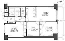 三陽ハイツ都島 2SLDKの間取図画像