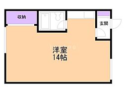 十河ハイツ ワンルームの間取図画像