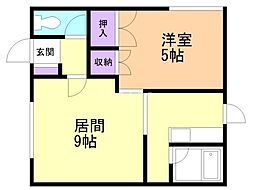コーポ希望 1LDKの間取図画像