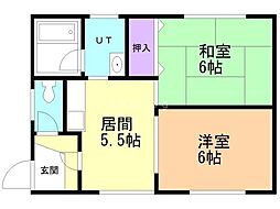 末広コーポ 2DKの間取図画像