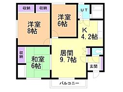 エポック永山B棟 3LDKの間取図画像