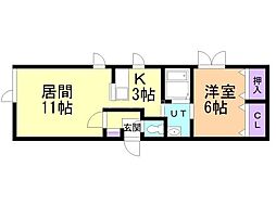 大橋ビル 1LDKの間取図画像