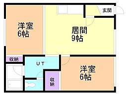 パレスアマンド 2DKの間取図画像