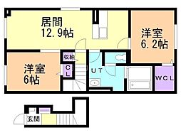 レコルト 2階2LDKの間取り