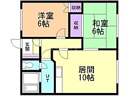 テルメハイツB 2LDKの間取図画像