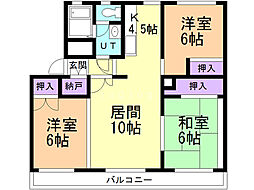 テレパレス旭川春光1 3LDKの間取図画像