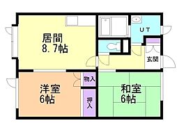 KB58 2DKの間取図画像