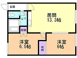 クオリス柴 2LDKの間取図画像