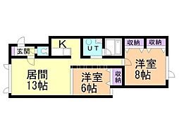 ノンノA 2LDKの間取図画像