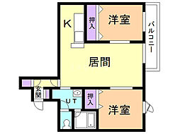 ラヴェニュー 2LDKの間取図画像